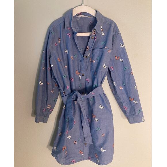 H&M Other - H&M Chambray Butterfly Print Shirt Dress ~ Sz S 6-7 ~ Tie Belt & Go!